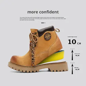 Chaussures pour hommes, bottes mi-mollet <span class=keywords><strong>d</strong></span>écontractées jaunes de style britannique, nouvelle collection <span class=keywords><strong>hiver</strong></span> 2025, chaussures de travail augmentant la taille - Product Image 6