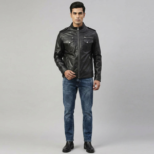 Factory Proper Design Newest Style <b>Mens</b> Biker <b>Leather</b> <b>Jacket</b> Classic Look Great Personality <b>Men's</b> <b>Leather</b> <b>jacket</b> for <b>men</b> - Product Image 1