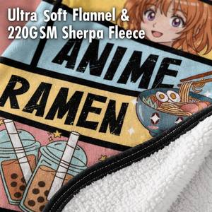Coperta in flanella all'ingrosso con stampa a tema anime, design Ramen Boba, certificata FAMA GRS OEKO TEX, MOQ 1000, per la vendita al dettaglio - Product Image 2