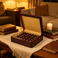 Boîte en bois pour dattes au chocolat, motif gravé au laser, doublure en PU, logo personnalisé, emballage de luxe pour le Ramadan, l'Aïd, le stockage de fruits secs et de bonbons