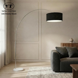 Lámpara de pie moderna con forma de arco, cubierta de tela E27, soporte de hierro, 208cm de altura, 180cm de ancho, para sala de estar, sofá, lectura, decoración del hogar - Product Image 1