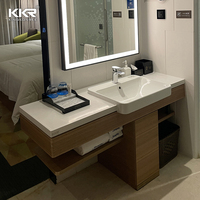 Meuble de salle de bain en pierre de luxe à surface solide, meuble sous-vasque, lavabo mural et meuble sous-vasque