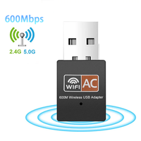 Adaptador USB WiFi BT 2 en 1 de 600Mbps, Dongle de Doble Banda 2.4G 5GHz, USB Wi-Fi con Antena, Tarjeta de Red para PC, Mini Receptor de Red para Computadora