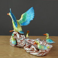 Porte-bouteilles en résine peint à la main, style américain, motif famille de canards, pour décoration de salon, entrée ou bureau – Fabrication chinoise
