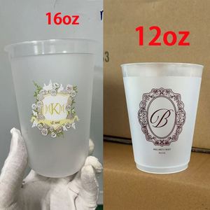 12oz 10oz 16 oz Green Birthday Print Name <b>Date</b> logo Personalized Frosted Cups Shatterproof Cup Monogrammed Plastic Cup Wedding - Product Image 2