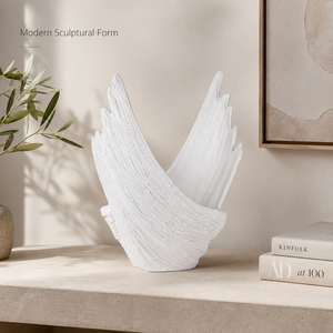 Bol en céramique blanc sculpté à la main, ornement en céramique abstrait moderne, décoration de table pour la maison et l'hôtel, vente en gros, OEM, ODM, usine - Product Image 3