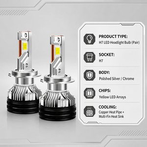 Nieuwe stijl auto LED koplampen H7 80W 7500 lm Hoge helderheid Koperen buis warmteafvoer; H4 Dubbele straal (dimlicht/grootlicht) koplamp - Product Image 3