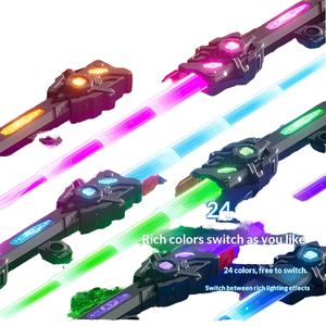 Sabre laser télescopique XBQ à double tranchant, jouet LED pour garçons de 8 à 13 ans, modèle en plastique L-131B avec 24 couleurs, effets sonores et lumineux - Product Image 1