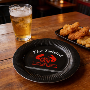 Assiette en papier jetable ronde <span class=keywords><strong>personnalisée</strong></span> avec logo pour desserts, gâteaux, plats à emporter, pour restaurants, bars, hôtels - Product Image 1