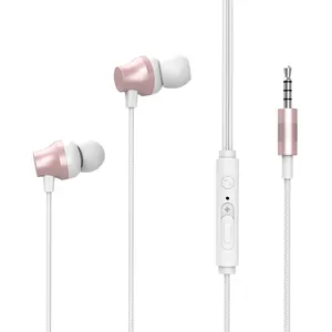 Auriculares de metal en la oreja, auriculares de graves profundos que rodean el sonido estéreo, auriculares con cable de aleación de aluminio y metal con micrófono