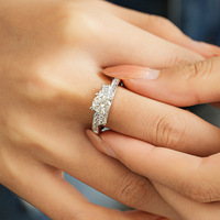 Individuelles Logo Fabrik Blanko-Ringbasis 925 Sterling Silber 0,5ct Moissanit Geschlossener Fingerring für Damen in 4 Größen #   Größe