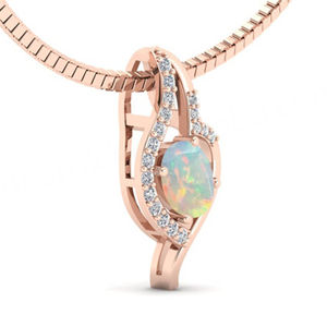 Joyería Clásica de Plata de Ley 925 con Colgante de Circonita Cúbica Blanca, Colgante de Ópalo, Diseño Fino en Oro, Joyería de Fábrica - Product Image 5