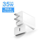 Chargeur GaN ignifuge USB-C simple 35W PD 3.0 avec prise US, protection OTP/OVP/OCP, certifié ETL/FCC pour écouteurs et montres connectées