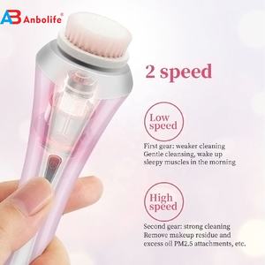 <span class=keywords><strong>ANBOLIFE</strong></span> Cepillo Eléctrico de Limpieza Facial Recargable 4 en 1 Cabezales de Cepillo, 2 Velocidades Impermeable, Carga USB - Product Image 3
