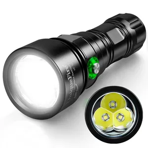 UniqueFire senter bawah air 3000 Lumen, senter selam profesional dapat diisi ulang dengan 3 LED 100meter