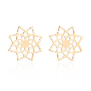 Venta al por mayor personalidad diseño joyería collar y pendiente conjunto de acero inoxidable material flor encanto colgante collar pendiente conjunto - Product Image 3