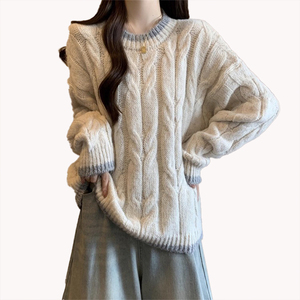 เสื้อไหมพรมถักทรงหนา สไตล์ลำลองสำหรับฤดูหนาว รุ่นใหม่ล่าสุด ไซส์ใหญ่ เนื้อผ้านุ่ม หนา ความยาวปานกลาง เหมาะสำหรับผู้หญิง - Product Image 3