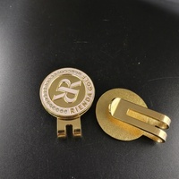 Clip de marqueur de balle de golf en gros, en métal plaqué or orné de strass, personnalisable pour les produits de parcours de golf