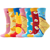 Chaussettes amusantes et originales pour hommes et femmes, design personnalisé 2027, couleurs vives, motifs de chips, pizza, crème glacée