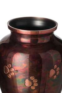 Fabricante de urnas para mascotas de metal de latón hechas a mano Nuevo diseño Rakku Terminado Paw Printed Pet Urns Proveedor de suministros funerarios - Product Image 3