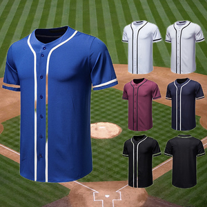 Novedad de 2024, ropa deportiva personalizada para hombre, uniforme de béisbol con estampado liso con botón de sublimación, camisetas de béisbol de Jersey en blanco - Product Image 1