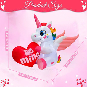 Unicornio Inflable de 1.5 Metros con Luz LED, Resistente al Agua, Alimentado por CC, Sosteniendo un Corazón, Decoración para Jardín, San Valentín, Hogar, Bodas y Fiestas - Product Image 2