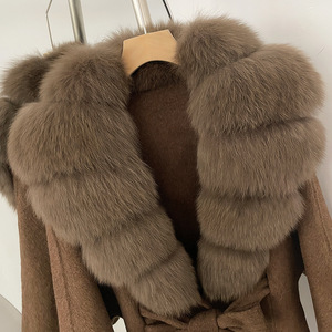 OUDINA Nouvelle mode élégante, <span class=keywords><strong>fourrure</strong></span> de renard naturelle véritable, laine double face, manteau en <span class=keywords><strong>fourrure</strong></span> d'hiver pour femmes - Product Image 5