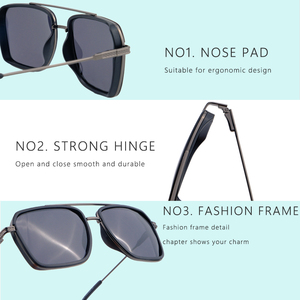 Lunettes de <span class=keywords><strong>soleil</strong></span> polarisées carrées 2026 pour femmes et hommes, monture métallique fine et tendance, protection UV400, durables, protection solaire, fabrication OEM ODM - Product Image 2