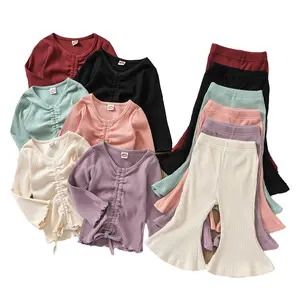 Conjunto de ropa de otoño para niñas pequeñas, conjunto de pantalones acampanados personalizados, Boutique, 2021