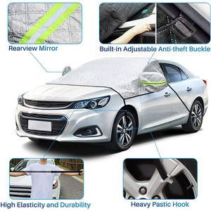 4 couches épaisses de <span class=keywords><strong>pare</strong></span>-<span class=keywords><strong>brise</strong></span> de voiture couverture de neige <span class=keywords><strong>pare</strong></span>-<span class=keywords><strong>brise</strong></span> <span class=keywords><strong>anti</strong></span>-gel protecteur d'essuie-glace avec bords magnétiques pour la plupart des voitures - Product Image 2