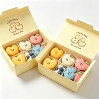 Boîte à biscuits personnalisée avec logo, design à rabat, jaune, en carton pliable, emballage pour biscuits et en-cas, emballage alimentaire recyclé, conteneur d'emballage de qualité alimentaire