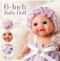 Poupée Reborn en silicone miniature de 6 pouces, adorable compagnon de collection, ornement de bureau, cadeau d'anniversaire adorable pour les filles