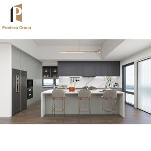 Gran oferta, laca de alto brillo, muebles de diseño moderno, juego de armario de pared de cocina en forma de <span class=keywords><strong>L</strong></span> con herrajes para el hogar - Product Image 3