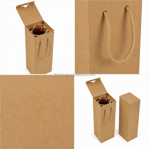 Boîte cadeau professionnelle personnalisée pour <span class=keywords><strong>bouteille</strong></span> <span class=keywords><strong>de</strong></span> vin unique en carton kraft avec poignée en corde tressée, couvercle rabattable et poignée intérieure à rabat - Product Image 4