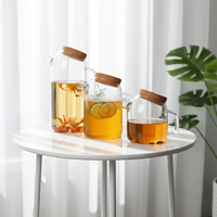 Carafe en verre borosilicate sans BPA, faite à la main, avec couvercle en liège, ensemble de carafes pour eau potable