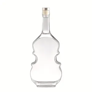 शराब/वोदका/जिन/व्हिस्की के लिए फैंसी प्रीमियम वायलिन आकार सजावट 750 मिलीलीटर कांच की बोतल