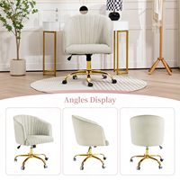 Chaise de bureau en velours ergonomique et confortable pour bureau à domicile à prix d'usine avec chaise rembourrée chaise de bureau en cuir blanc à cadre doré