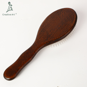 Peine de aguja de acero para limpieza de metales, peine de masaje de bambú natural, <span class=keywords><strong>cepillo</strong></span> de pelo de madera para mujeres, uso doméstico, cepillos de paleta de madera - Product Image 4