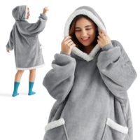 Vente en gros Couverture portable à capuche Sherpa Couverture à capuche comme cadeau pour maman Femmes Petite amie Enfants Couverture sweat confortable