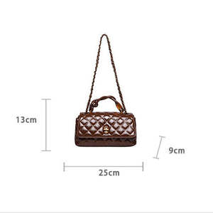 Bolso de mano de alta calidad para mujer con diseño de diamantes, elegante bolso de hombro de cuero PU con cadena ligera, bolso cruzado para mujer - Product Image 6