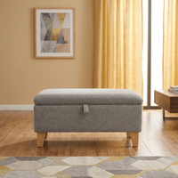 Banc ottoman moderne Ainsley en tissu rembourré avec rangement, design capitonné, pour la maison, le bureau, le salon, l'hôtel, l'appartement, la salle de bain
