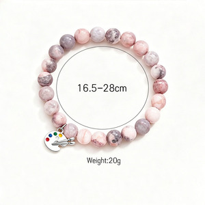Braccialetto alla Moda con Perle di Pietra Naturale Elasticizzato per Donne, Bracciali con Ciondoli a Forma di Scarpe da Ballo e Tavole da <span class=keywords><strong>Disegno</strong></span>, Gioielli dell'Amicizia all'Ingrosso - Product Image 6