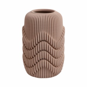 Vaso in porcellana scanalato arrotondato, moderno vaso in gres per fiori, per soggiorno, camera da letto, tavolo, ufficio, decorazione - Product Image 1