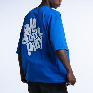 Мужская хлопковая Футболка большого размера, 300 Gsm, простая футболка большого размера с принтом на заказ, простая футболка оверсайз с индивидуальным принтом - Product Image 3