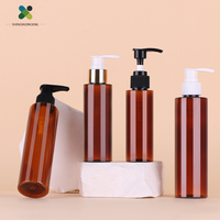 Bouteille en plastique PET ambrée avec pompe noire 120ml 150ml 200ml, flacons pour lotion corporelle, emballage personnalisé pour contenants cosmétiques et soins de la peau