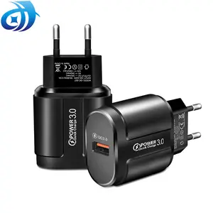 High Quality Wholesale QC3.0 18W 1 USB Portable 3A Fast Charging Travel Wall Charger Mobile Phone Adapter EU US Plug