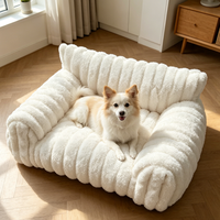 Lit pour petit chien en fausse fourrure de lapin moelleuse et luxueuse avec housse amovible et lavable, canapé confortable pour animaux de compagnie, canapé pour chat d'intérieur