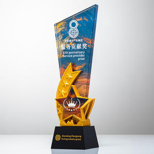 प्रचार रंगीन क्रिस्टल ग्लास ट्रॉफी कस्टम लोगो 3 डी प्रिंट उत्कीर्णन क्रिस्टल पुरस्कार ट्रॉफी - Product Image 4