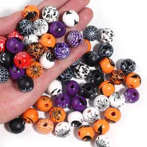 Cuentas de madera impresas para Halloween, calabaza, telaraña, Calavera, cuentas sueltas, accesorios de bricolaje, venta al por mayor, regalos hechos a mano de Halloween - Product Image 3