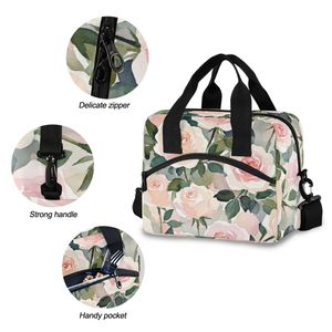 Floral <b>Insulated</b> <b>Lunch</b> Bag Portable Cooler Tote Zipper <b>Lunch</b> <b>Box</b> Bag for Office School Travel - Product Image 5